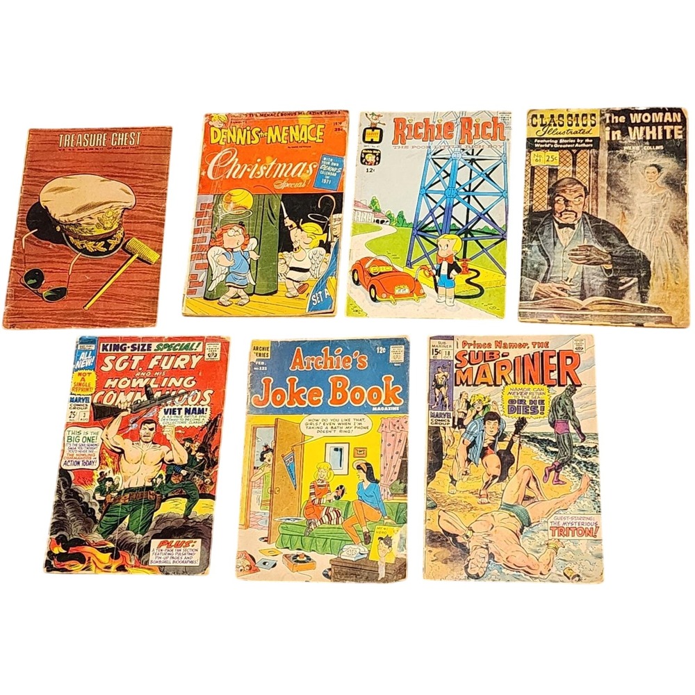 Vintage Comic Book Lot - Classics Illustrated Richie Rich Sgt Fury‎